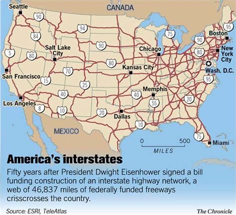 Map of the United States with Interstate Highways